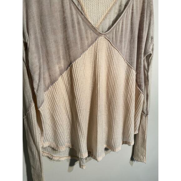 We The Free Cream Burnout Thermal Slouchy Top Size Small - Picture 3 of 9